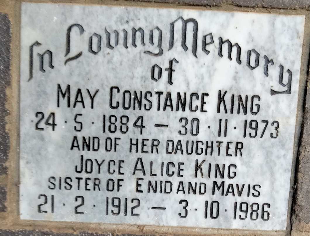 KING May Constance 1884-1973 :: KING Joyce Alice 1912-1986