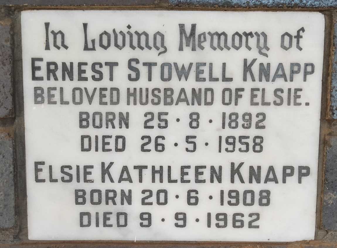 KNAPP Ernest Stowell 1892-1958 & Elsie Kathleen 1908-1962