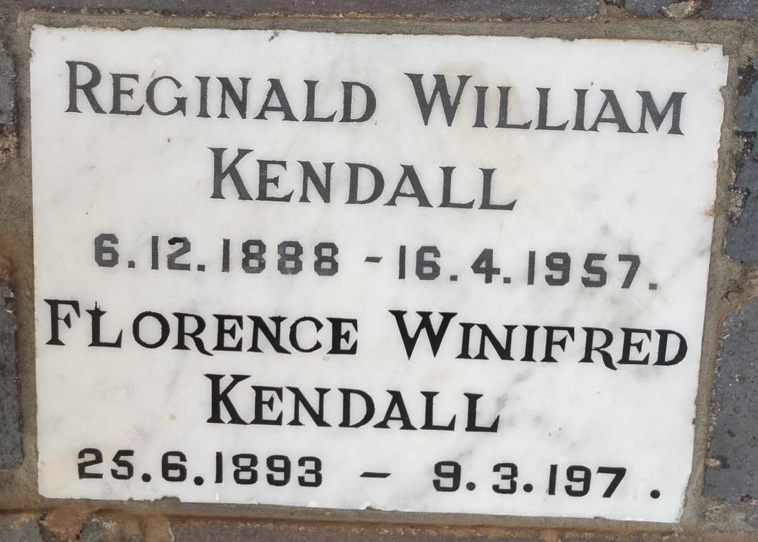 KENDALL Reginald William 1888-1957 & Florence Winifred 1893-197?