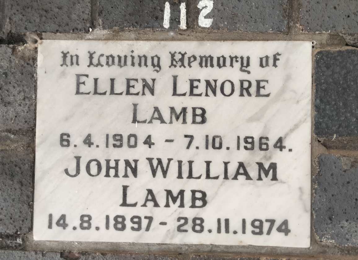 LAMB John William 1897-1974 & Ellen Lenore 1904-1964
