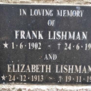 LISHMAN Frank 1902-1988 & Elizabeth 1913-1995