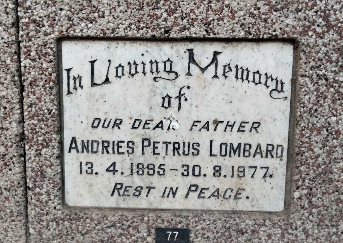 LOMBARD Andries Petrus 1895-1977