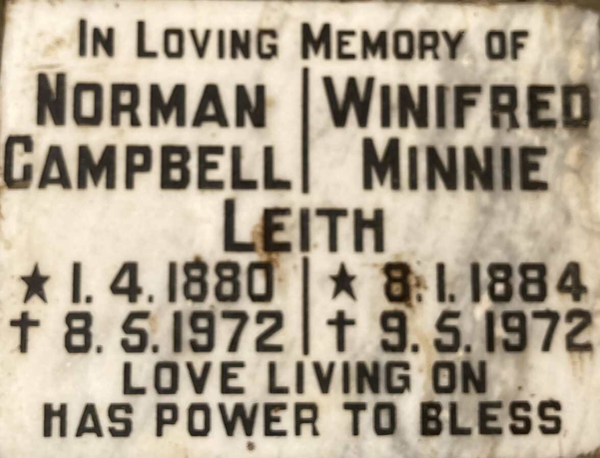 LEITH Norman Campbell 1880-1972 & Winifred Minnie 1884-1972