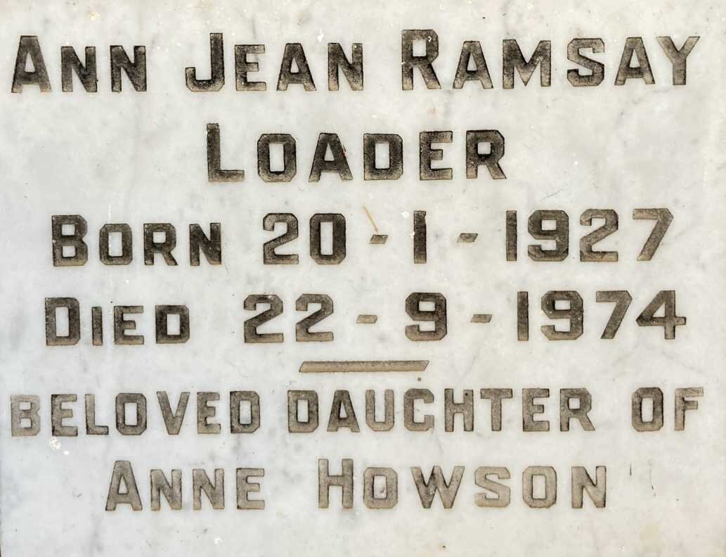 LOADER Ann Jean Ramsay 1927-1974