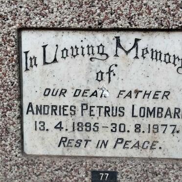 LOMBARD Andries Petrus 1895-1977