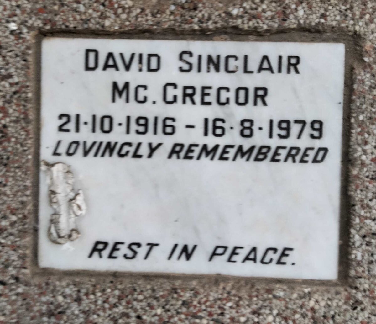 MC GREGOR David Sinclair 1916-1979