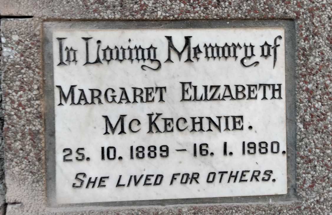 MCKECHNIE Margaret Elizabeth 1889-1980