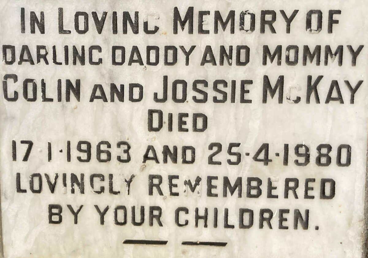MCKAY Colin -1963 & Jossie -1980