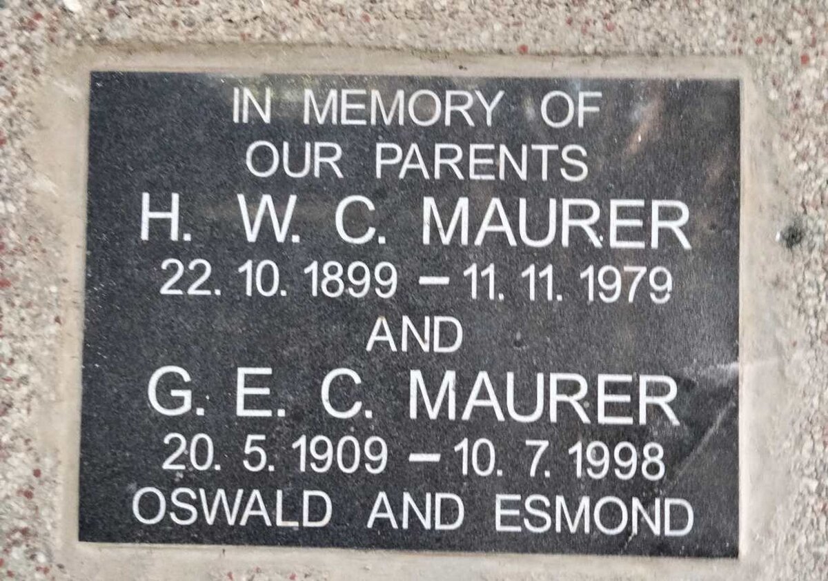MAURER H.W.C. 1899-1979 & G.E.C. 1909-1998