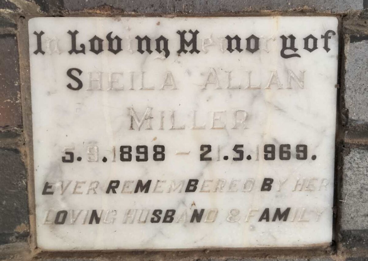 MILLER Shiela Allan 1898-1969