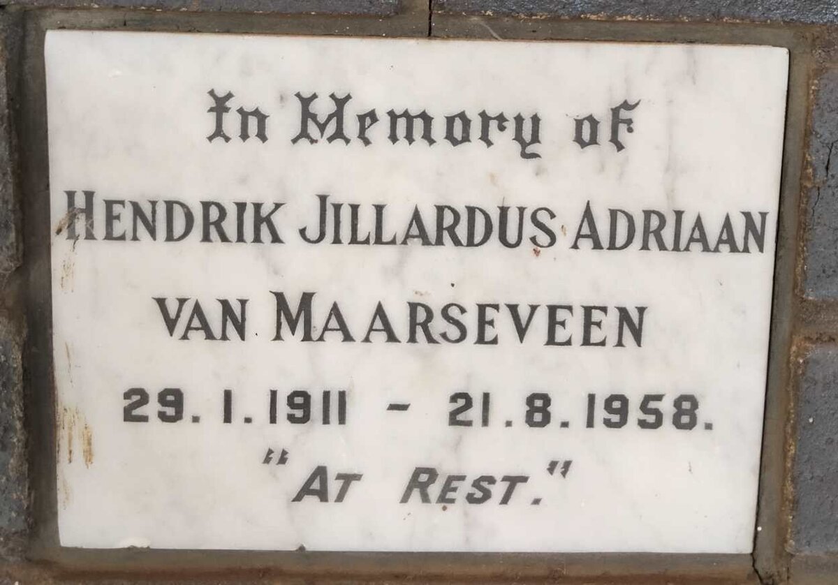 MAARSEVEEN Hendrik Jillardus Adriaan, van 1911-1958