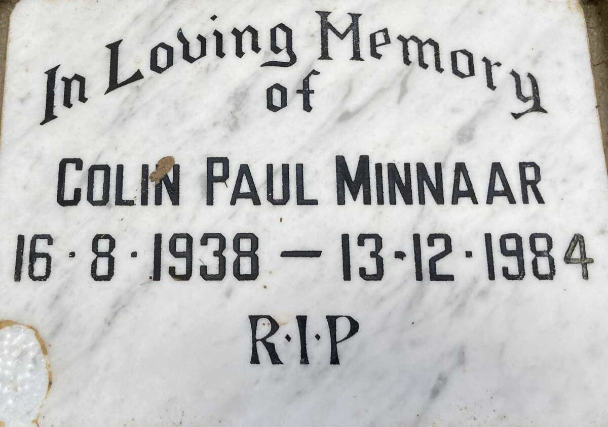 MINNAAR Colin Paul 1938-1984