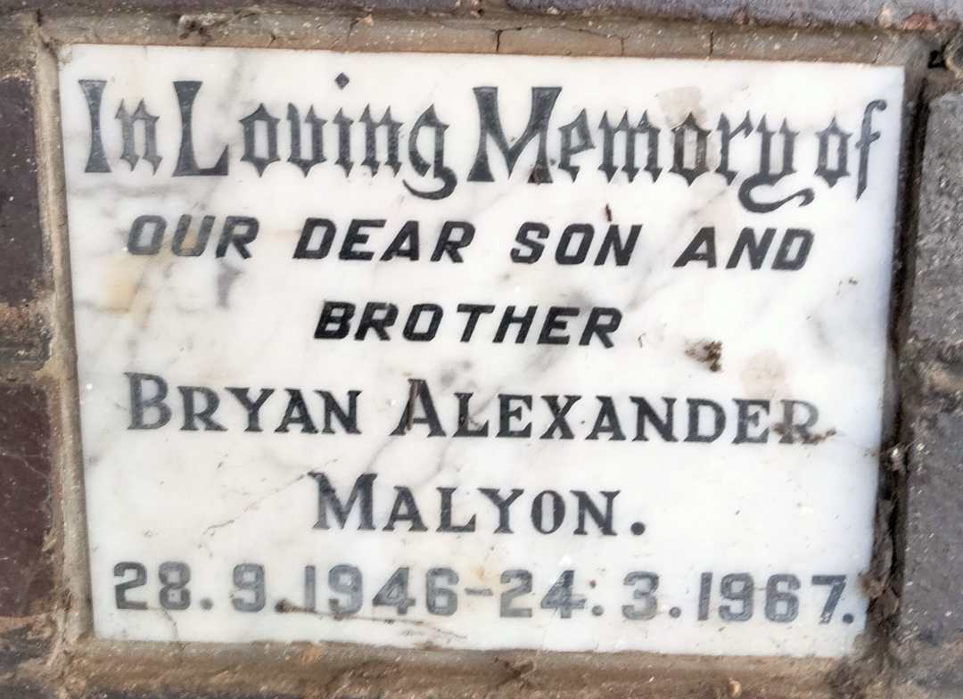 MALYON Bryan Alexander 1946-1967