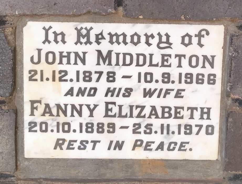 MIDDLETON John 1878-1966 & Fanny Elizabeth 1889-1970