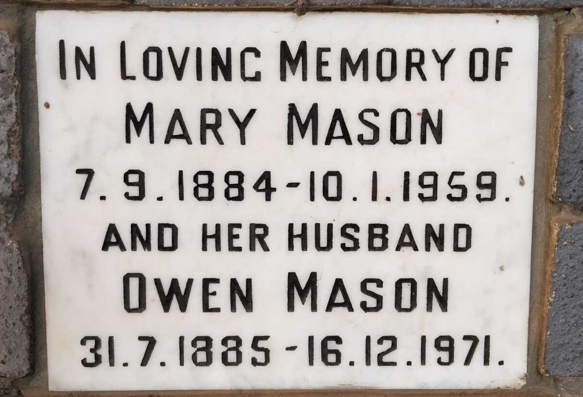 MASON Owen 1885-1971 & Mary 1884-1959