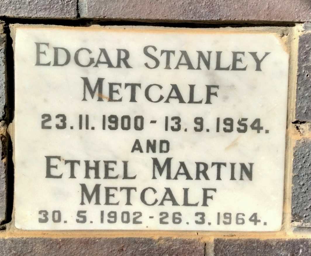 METCALF Edgar Stanley 1900-1954 & Ethel Martin 1902-1964