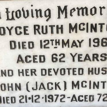 McINTOSH John -1972 & Joyce Ruth -1962