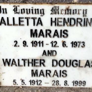 MARAIS Walther Douglas 1912-1999 & Alletta Hendrina 1911-1973