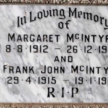 MCINTYRE Frank John 1915-1989 & Margaret 1912-1982
