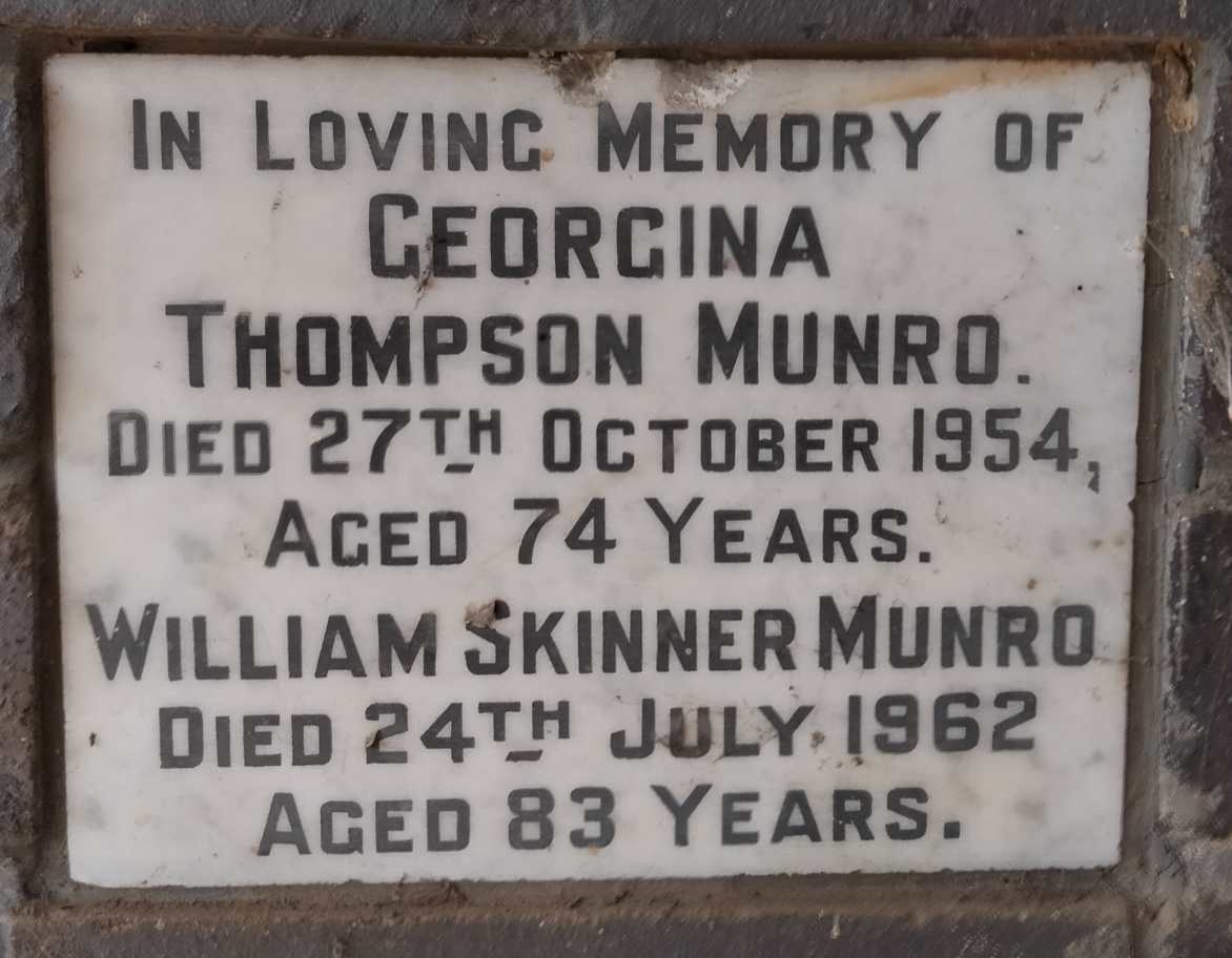 MUNRO William Skinner -1962 & Georgina Thompson -1954