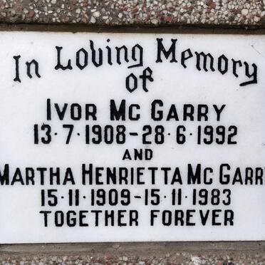MCGARRY Ivor 1908-1992 & Martha Henrietta 1909-1983