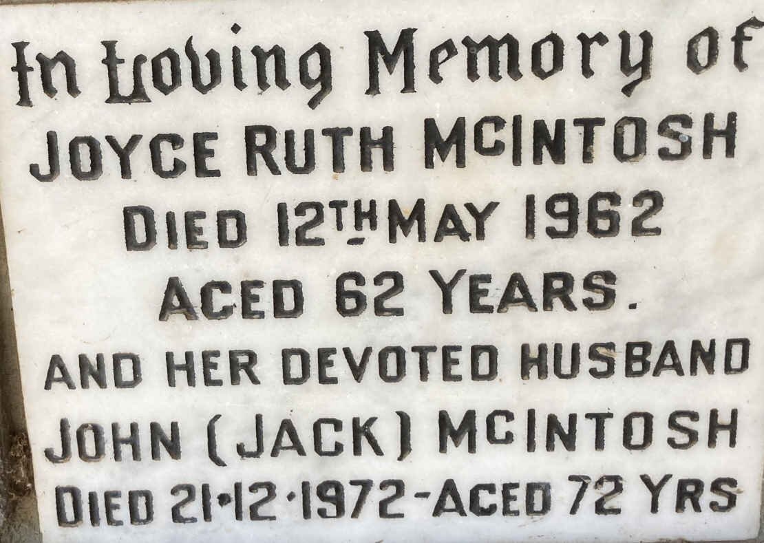 McINTOSH John -1972 & Joyce Ruth -1962