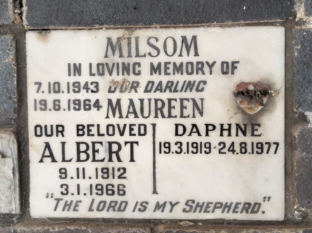 MILSOM Albert 1912-1966 & Daphne 1919-1977 :: MILSOM Maureen 1943-1964