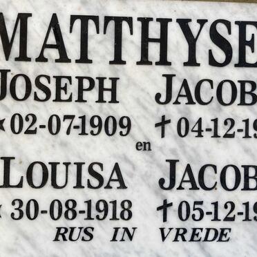 MATTHYSEN Joseph Jacobus 1909-1982 & Louisa Jacoba 1918-1996