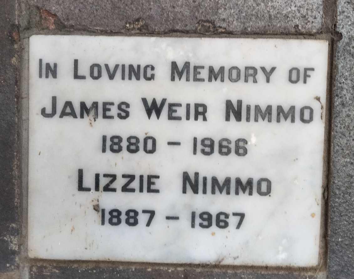 NIMMO James Weir 1880-1966 & Lizzie 1887-1967