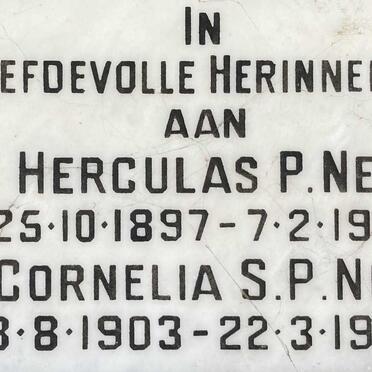 NEL Herculas P. 1897-1972 & Cornelia S.P. 1903-1978
