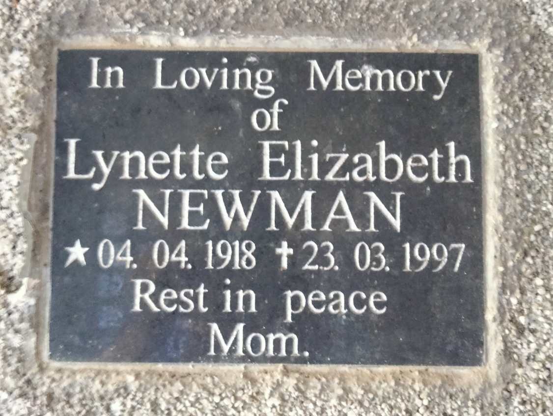 NEWMAN Lynette Elizabeth 1918-1997