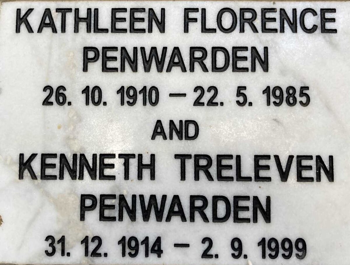 PENWARDEN Kenneth Treleven 1914-1999 & Kathleen Florence 1910-1985 