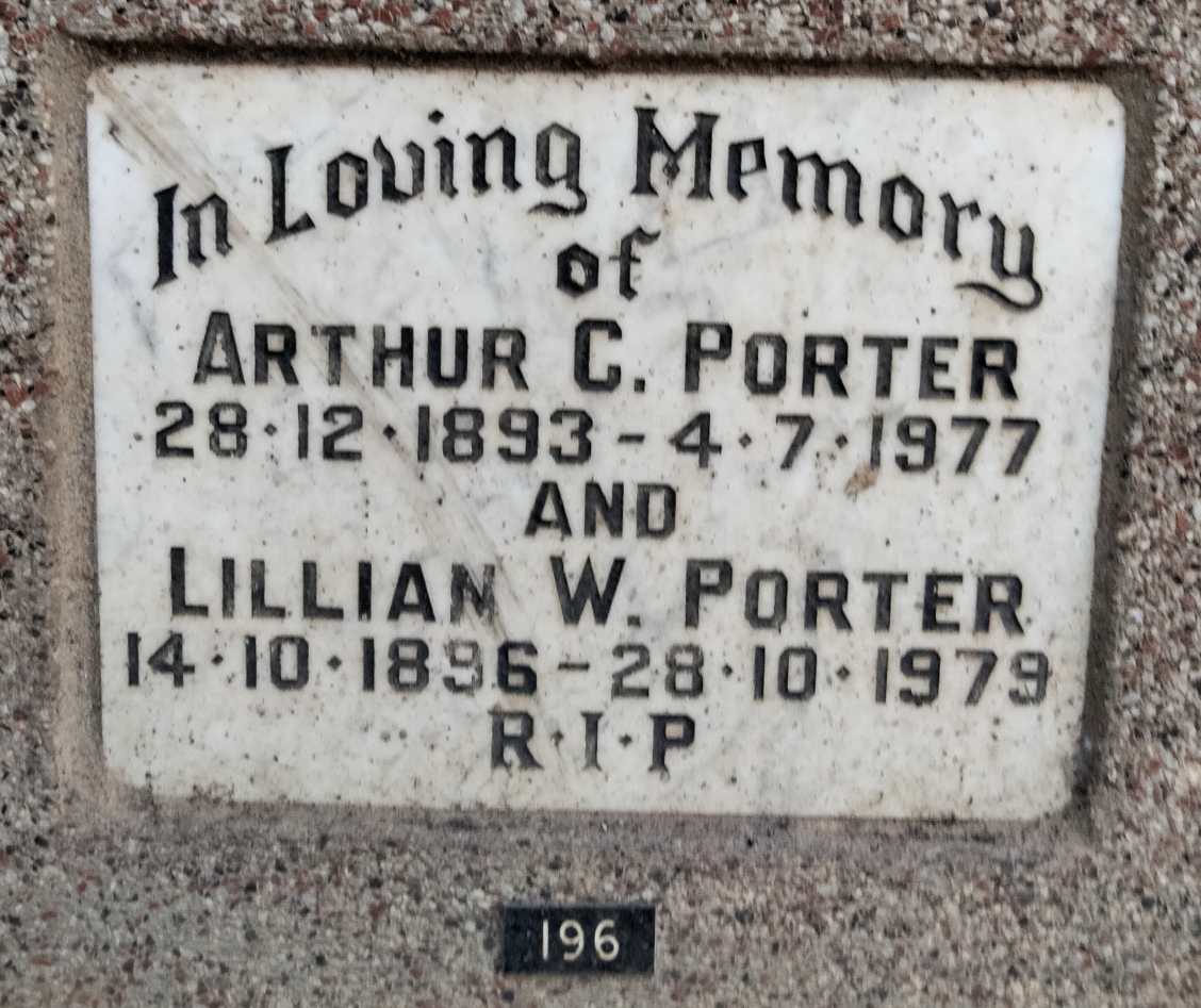 PORTER Arthur C. 1893-1977 & Lillian W. 1896-1979