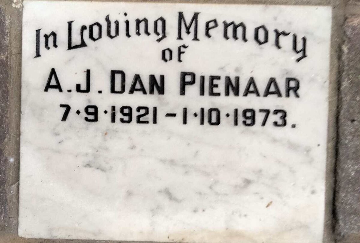PIENAAR A.J. Dan 1921-1973