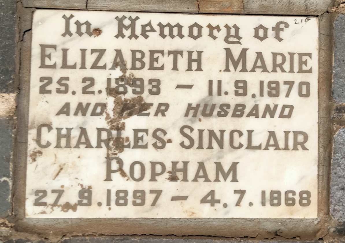 POPHAM Charles Sinclair 1897-1968 & Elizabeth Marie 1893-1970