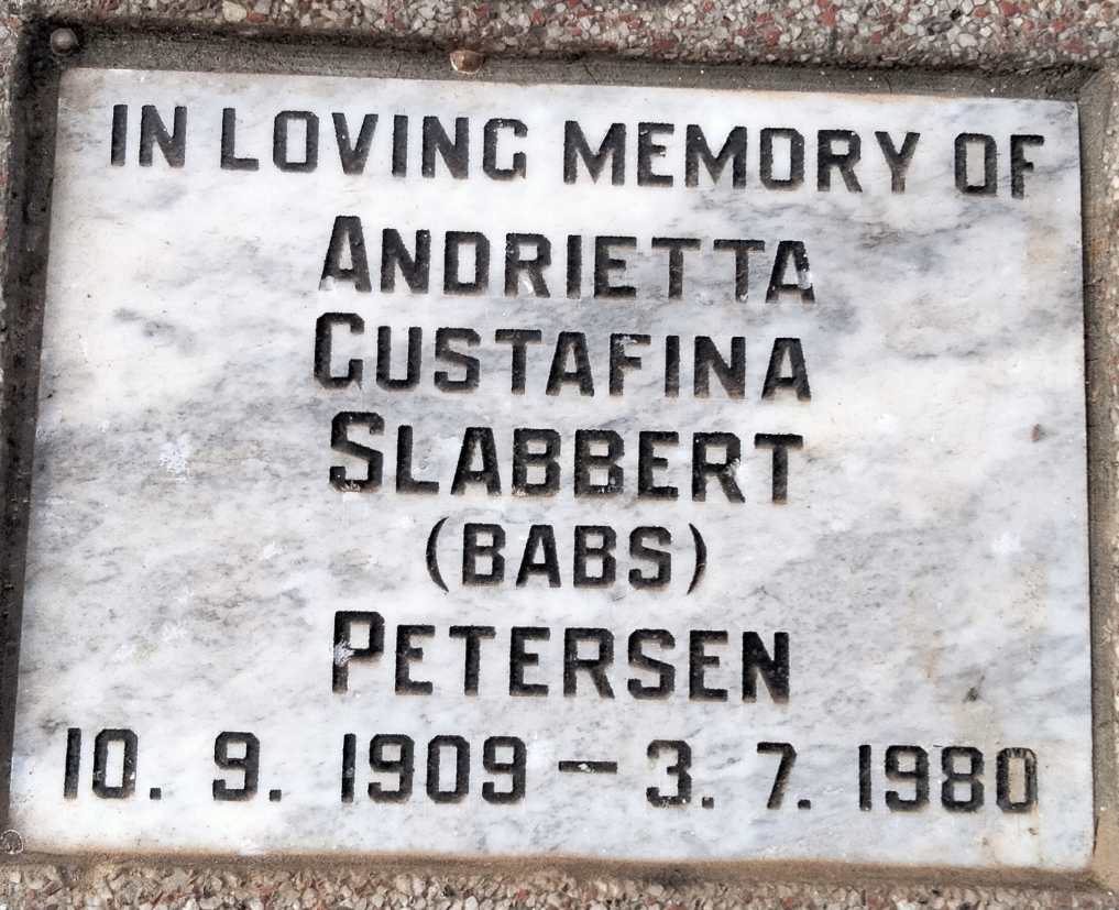 PETERSEN Andrietta Gustafina Slabbert 1909-1980
