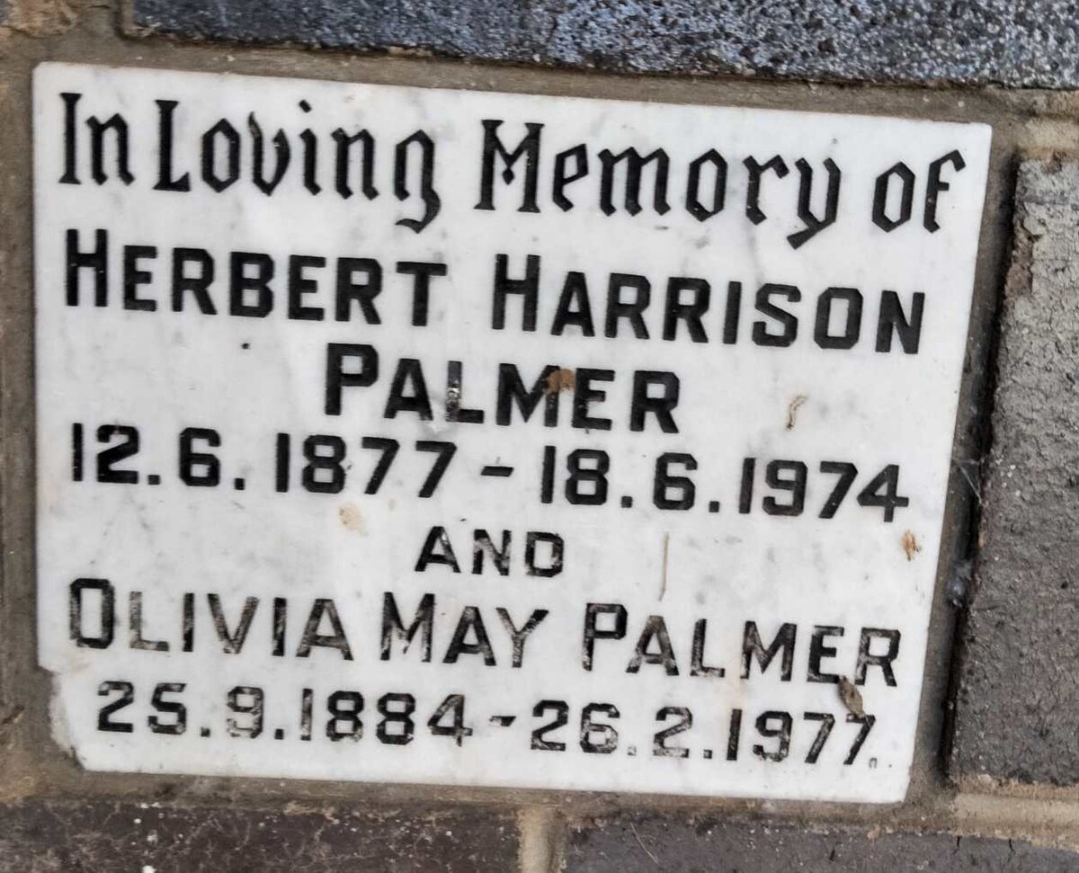 PALMER Herbert Harrison 1877-1974 & Olivia May 1884-1977