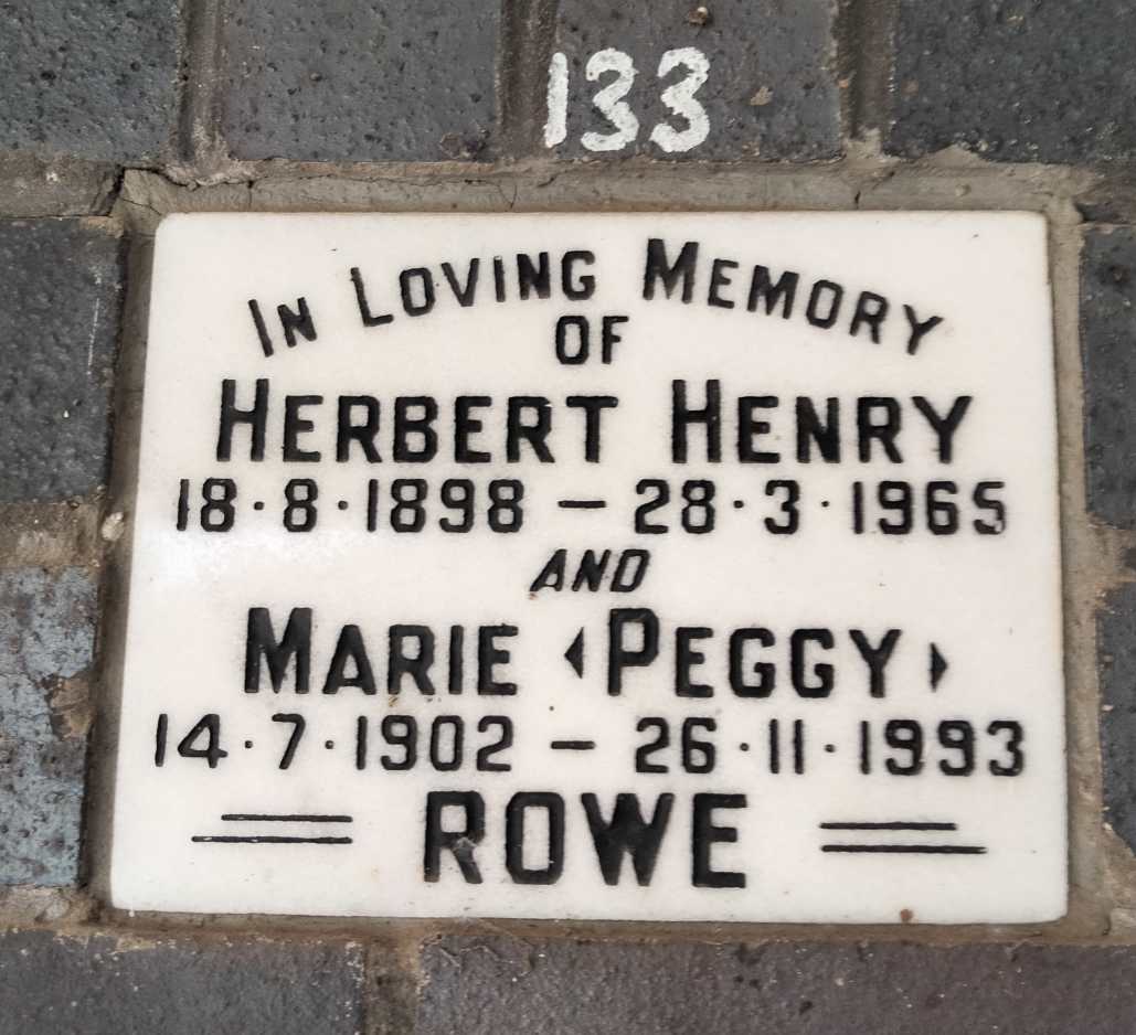 ROWE Herbert Henry 1898-1965 & Marie 1902-1993