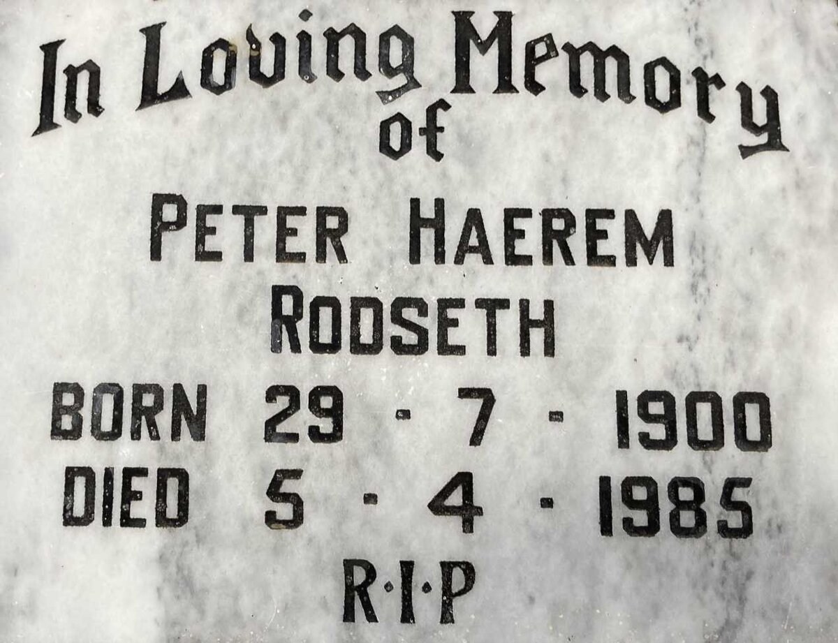 RODSETH Peter Haerem 1900-1985