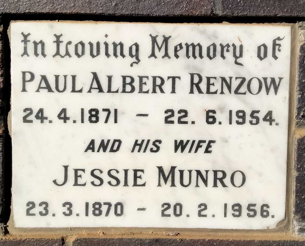 RENZOW Paul Albert 1871-1954 & Jessie Munro 1870-1956
