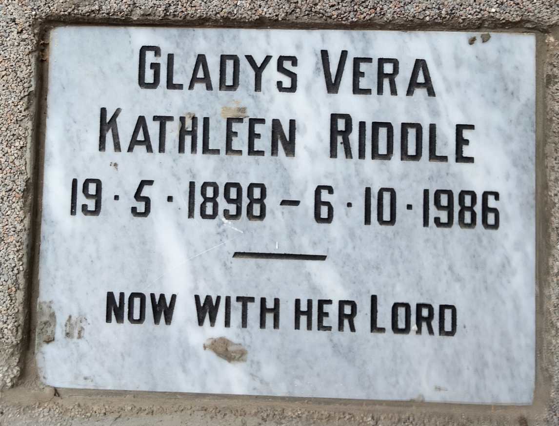 RIDDLE Gladys Vera Kathleen 1898-1986