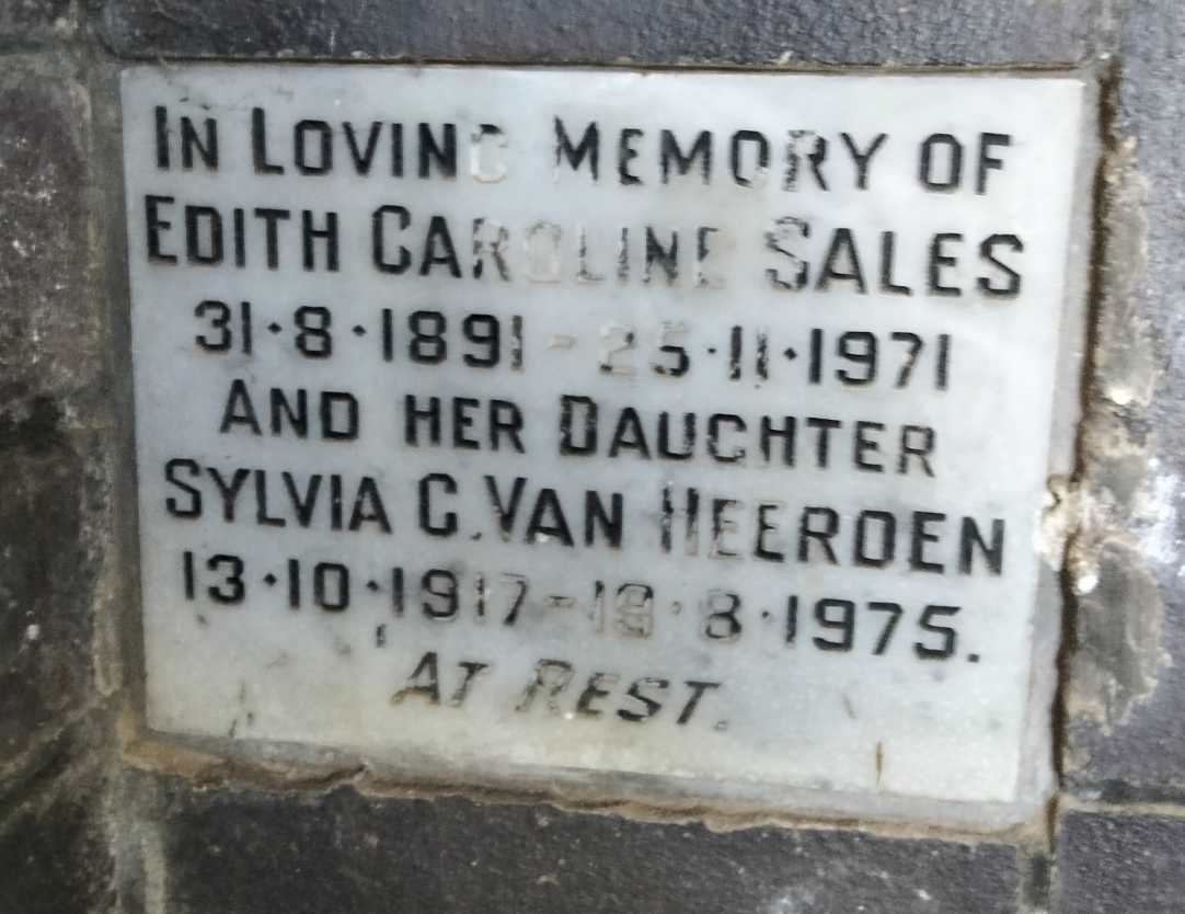 SALES Edith Caroline 1891-1971 :: VAN HEERDEN Sylvia C. 1917-1975