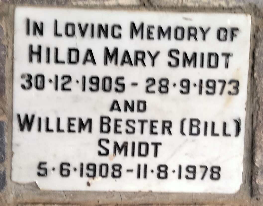 SMIDT Willem Bester 1908-1978 & Hilda Mary 1905-1973