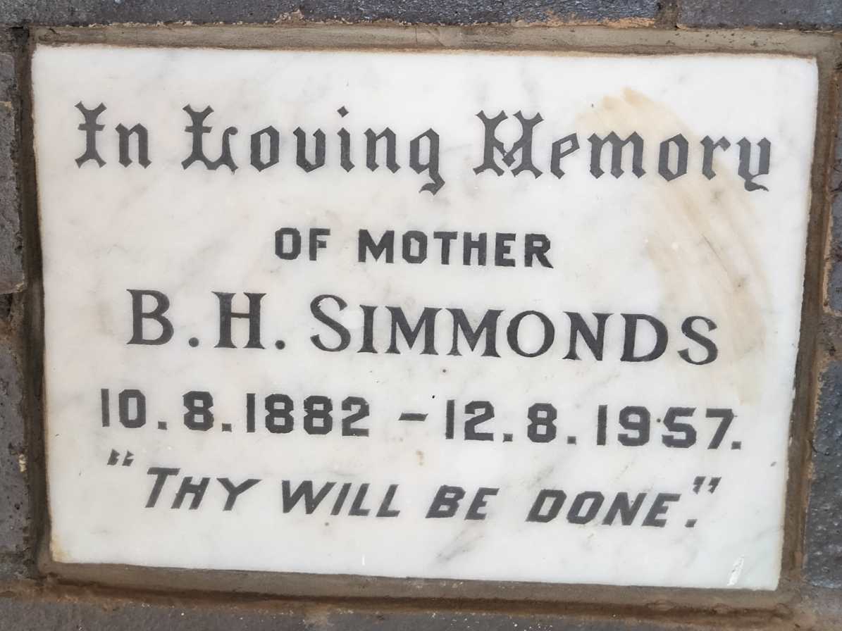 SIMMONDS B.H. 1882-1957