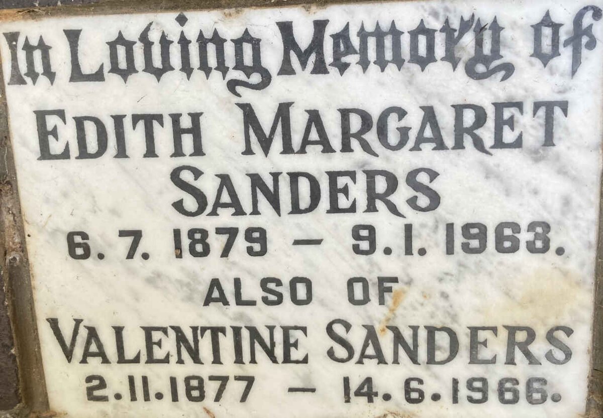 SANDERS Valentine 1877-1966 & Edith Margaret 1879-1963