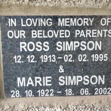 SIMPSON Ross 1913-1995 & Marie 1922-2002