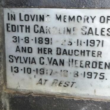 SALES Edith Caroline 1891-1971 :: VAN HEERDEN Sylvia C. 1917-1975