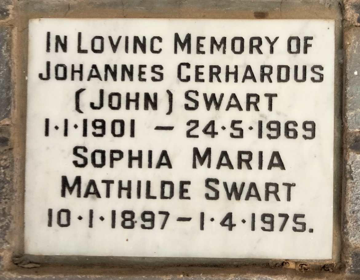 SWART Johannes Gerhardus 1901-1969 & Sophia Maria Mathilde 1897-1975