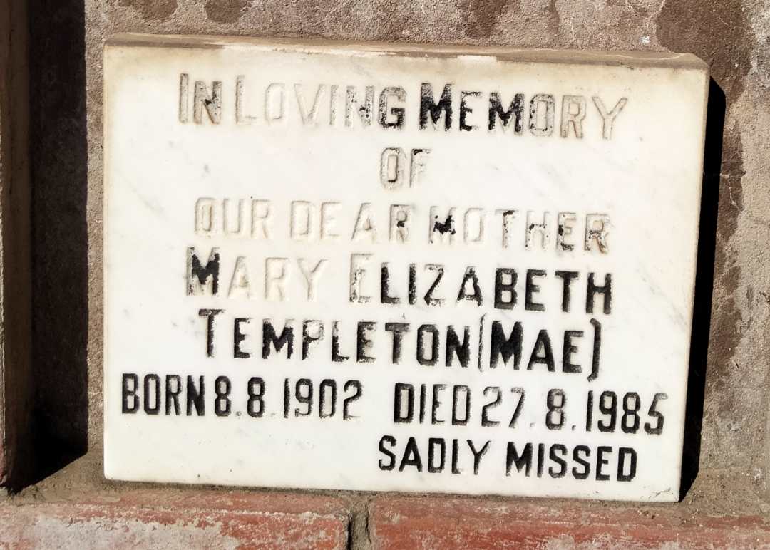 TEMPLETON Mary Elizabeth 1902-1985