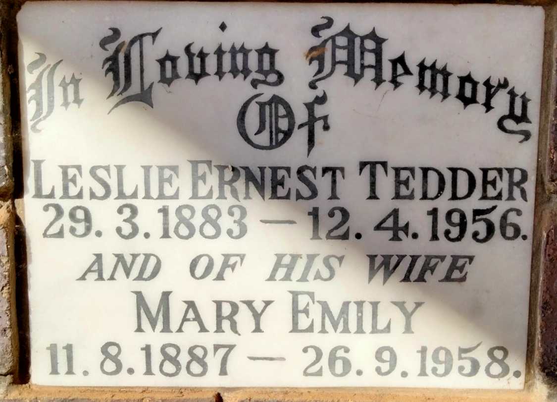 TEDDER Leslie Ernest 1883-1956 & Mary Emily 1887-1958